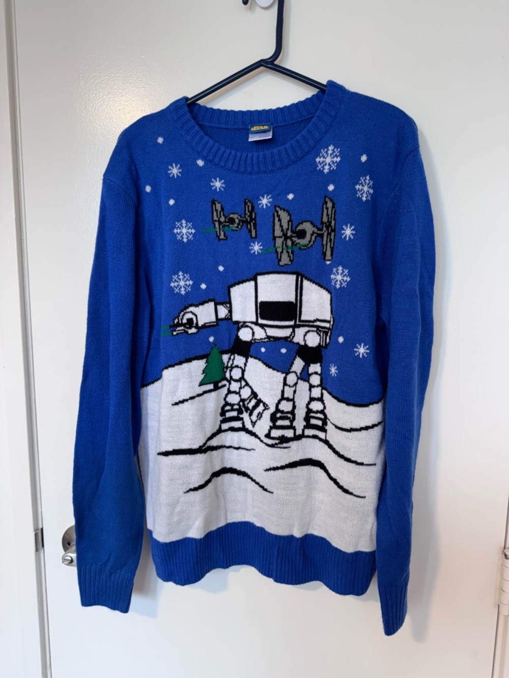 Star Wars Royal Blue Holiday Crewneck Sweater with AT-AT Motif